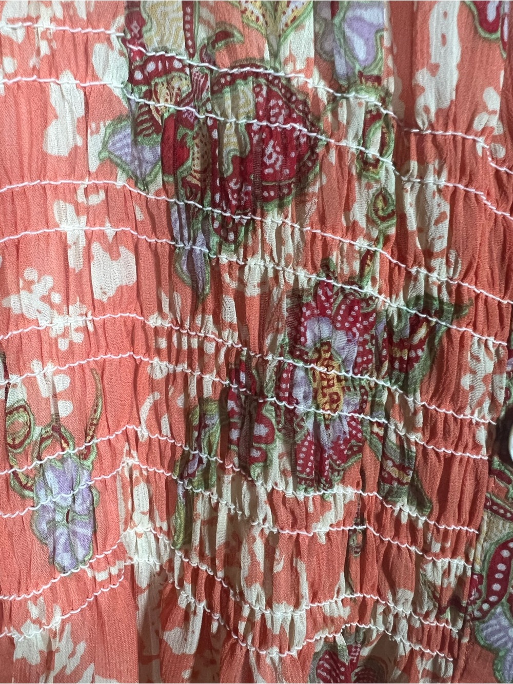 NWT Figueroa & Flower Tiered Coral Maxi Butterfly Botanical Dress L - Picture 7 of 13